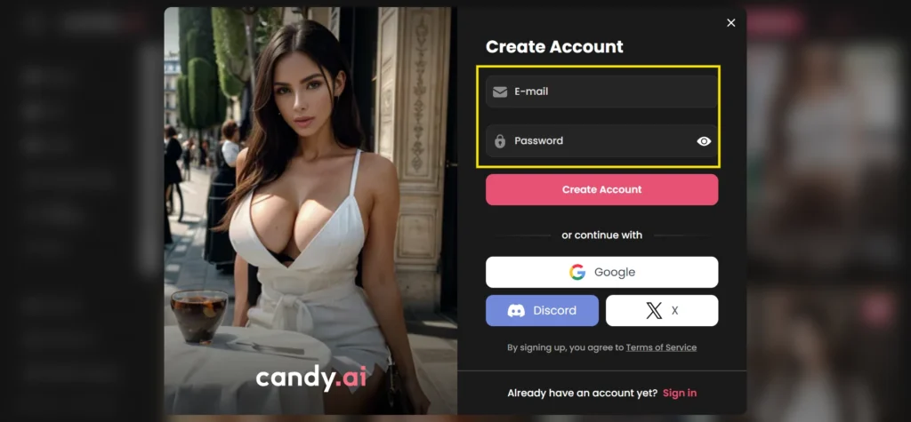 Create an Account on Candy AI