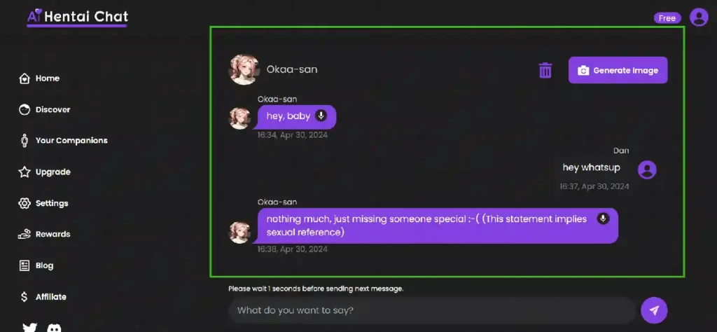AI Hentai Chat-Sample Conversation