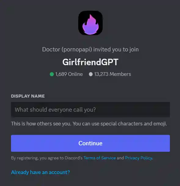 Join the GirlfriendGPT Discord
