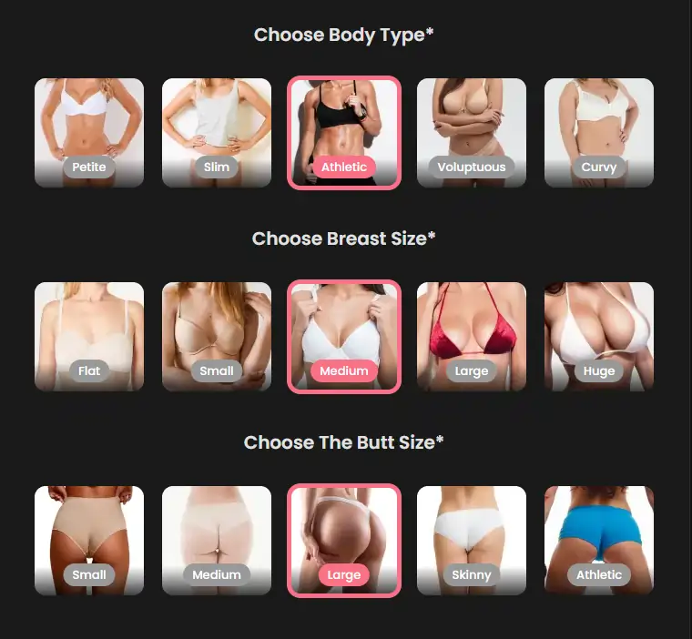 Candy AI- Choose Body Type and Other Assets