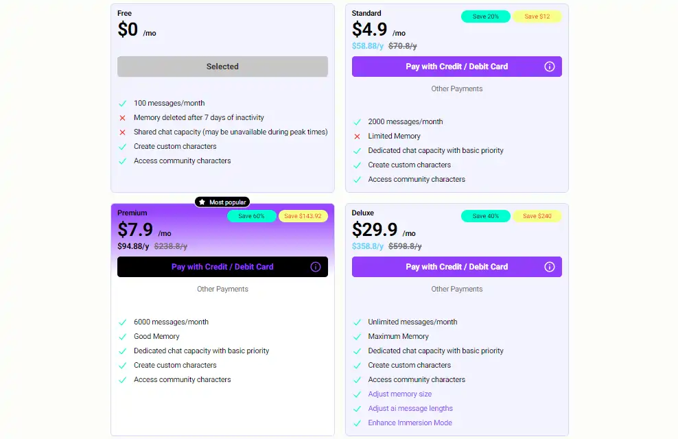 Pricing Plans of CrushOn AI