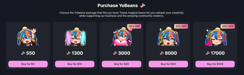 Yodayo AI-Purchase Yobeans